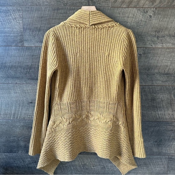 Anthropologie Birds On A Wire Yellow Wool Blend Knit Cardigan Sweater Small - Picture 4 of 8